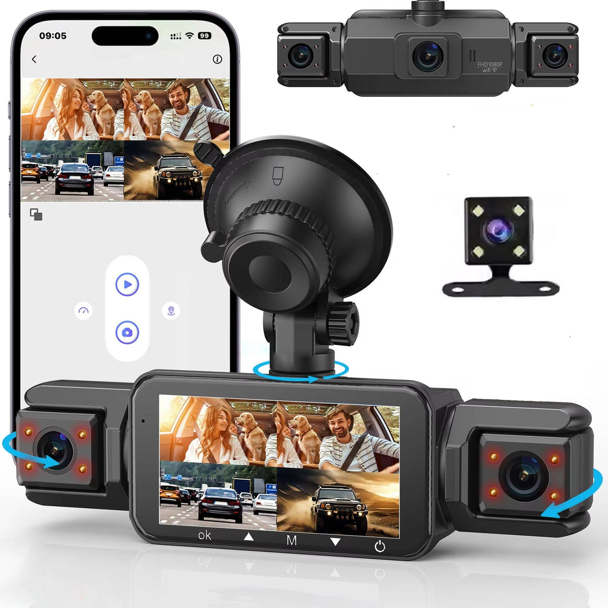 Wireless Car Dash Cam Front And Rear With Night Vision - Belvarden